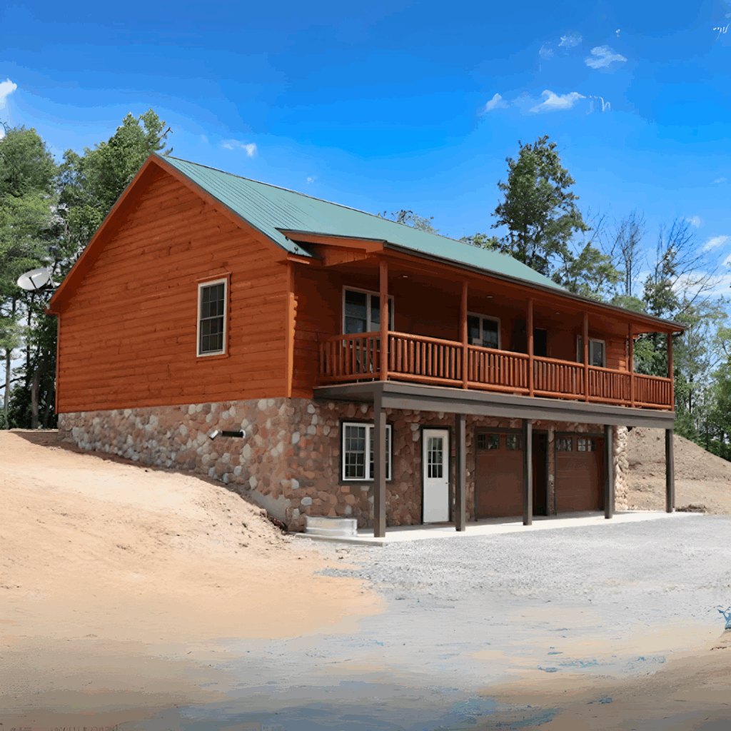 Trophy peak model modular home on walk out basement foundation.