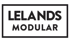 Black and white Leland's Modular logo